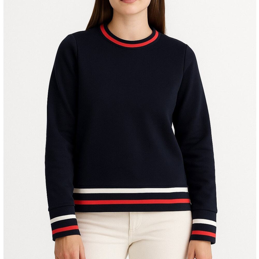 Banana Republic Crewneck Sweatshirt Red White Blue Preppy Top XS Stripes Coastal